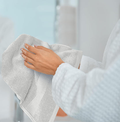 Luxury White Hand Towels - 100% Turkish Cotton, 16x30, 6 Pack