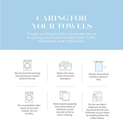 Luxury White Hand Towels - 100% Turkish Cotton, 16x30, 6 Pack