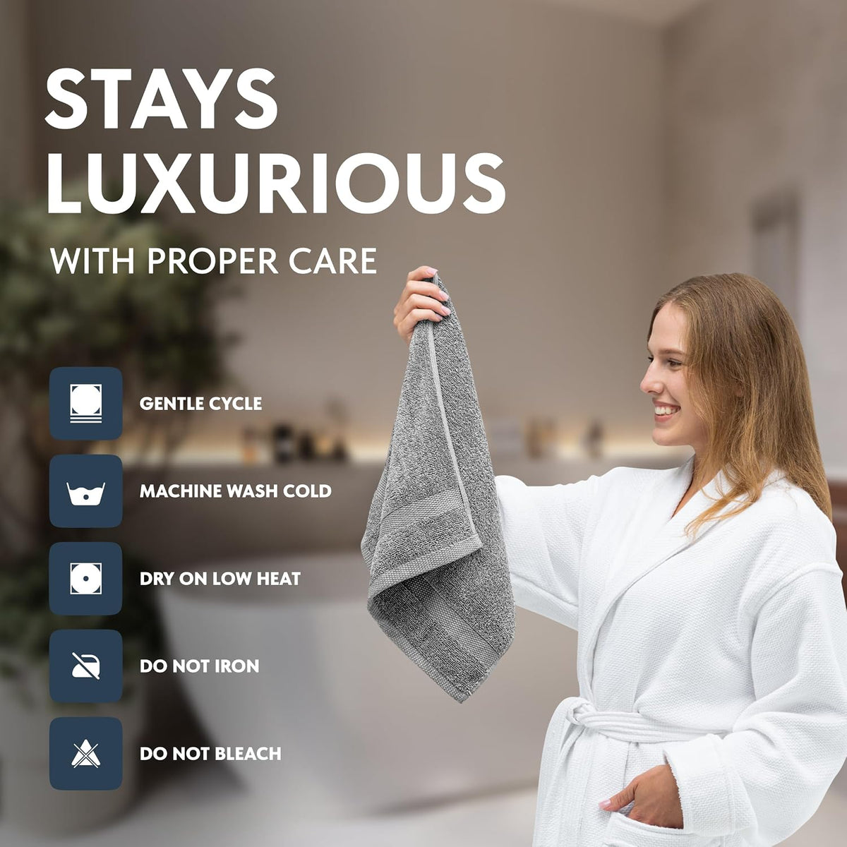 Luxury White Hand Towels - 100% Turkish Cotton, 16x30, 6 Pack