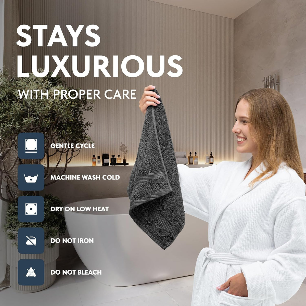 Luxury White Hand Towels - 100% Turkish Cotton, 16x30, 6 Pack