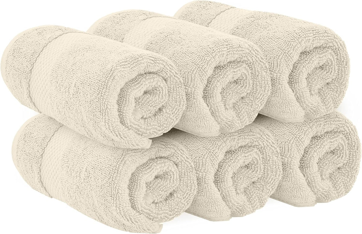 Luxury White Hand Towels - 100% Turkish Cotton, 16x30, 6 Pack