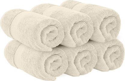 Luxury White Hand Towels - 100% Turkish Cotton, 16x30, 6 Pack