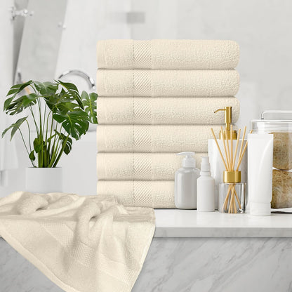 Luxury White Hand Towels - 100% Turkish Cotton, 16x30, 6 Pack