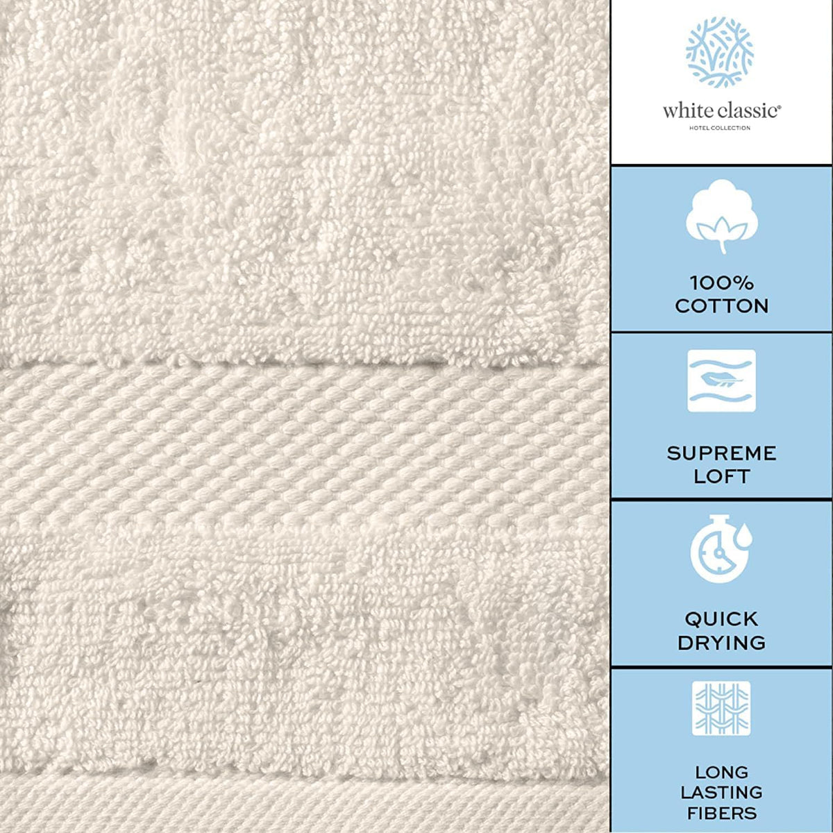Luxury White Hand Towels - 100% Turkish Cotton, 16x30, 6 Pack