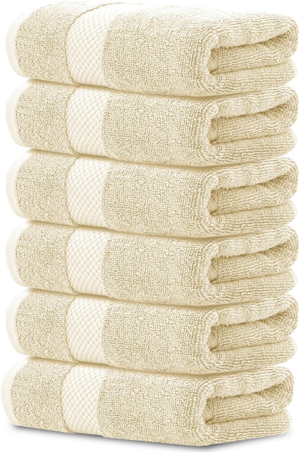 Luxury White Hand Towels - 100% Turkish Cotton, 16x30, 6 Pack