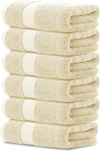 Luxury White Hand Towels - 100% Turkish Cotton, 16x30, 6 Pack