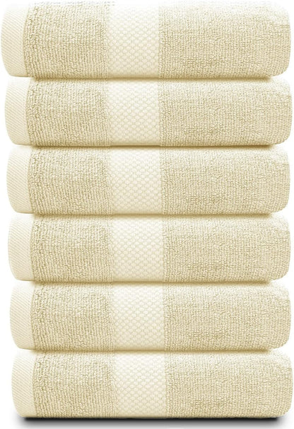 Luxury White Hand Towels - 100% Turkish Cotton, 16x30, 6 Pack