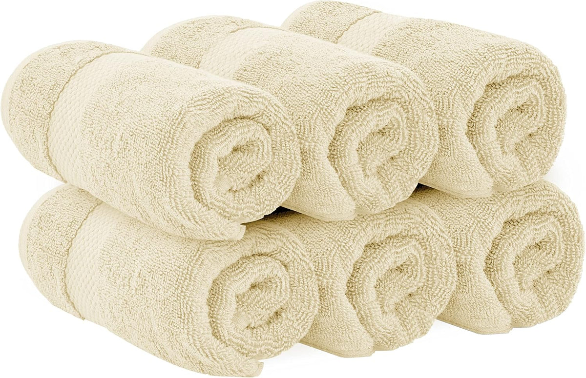 Luxury White Hand Towels - 100% Turkish Cotton, 16x30, 6 Pack