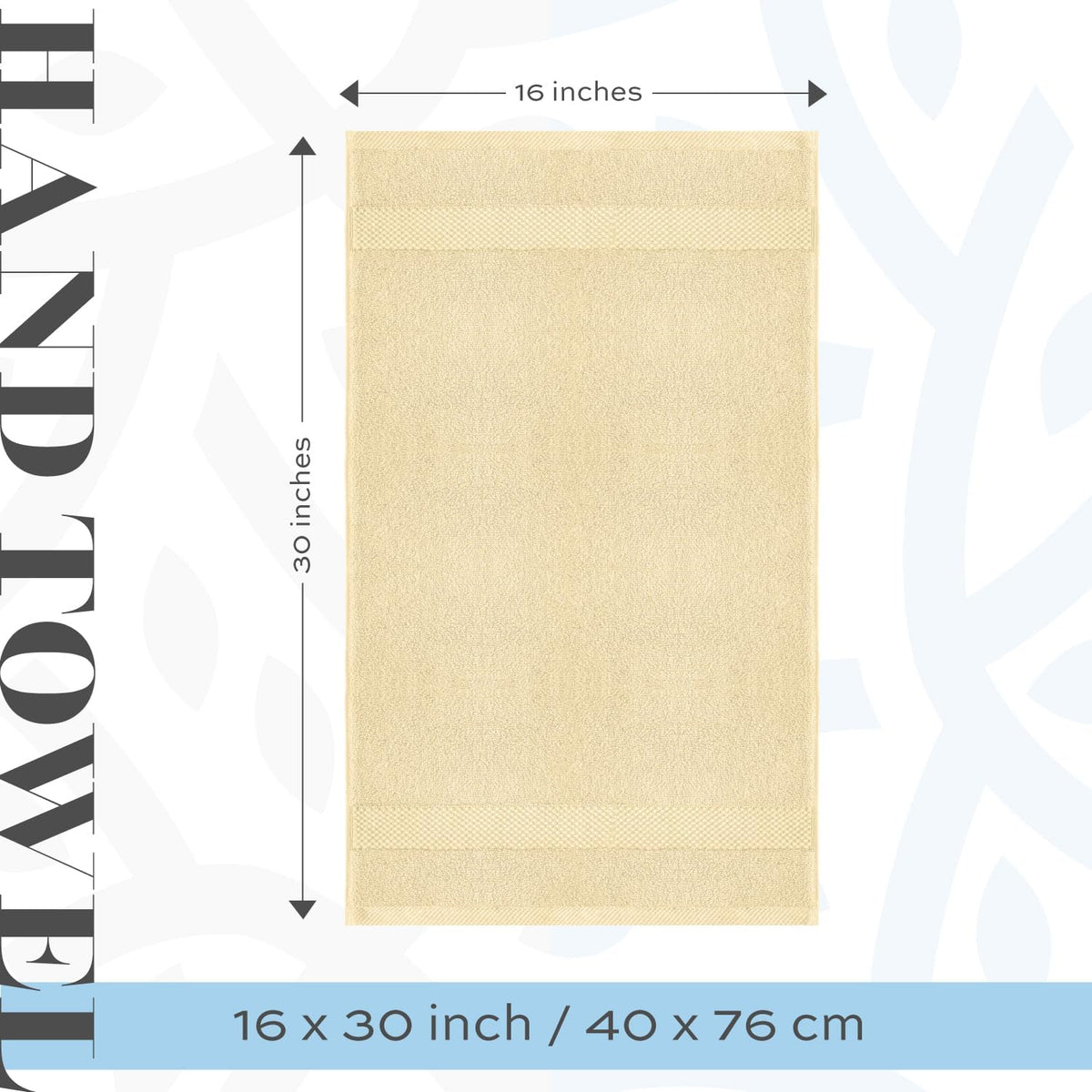 Luxury White Hand Towels - 100% Turkish Cotton, 16x30, 6 Pack