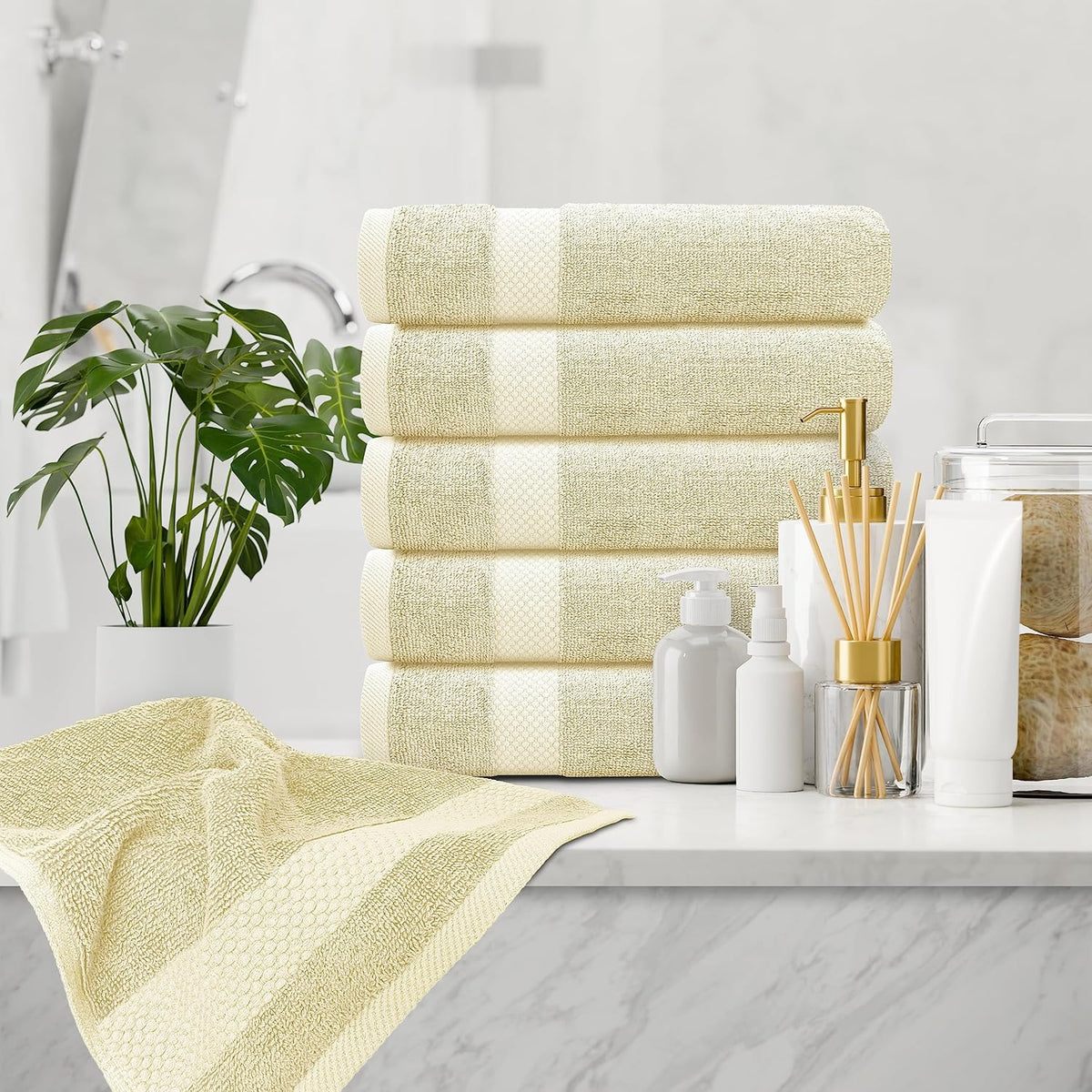 Luxury White Hand Towels - 100% Turkish Cotton, 16x30, 6 Pack