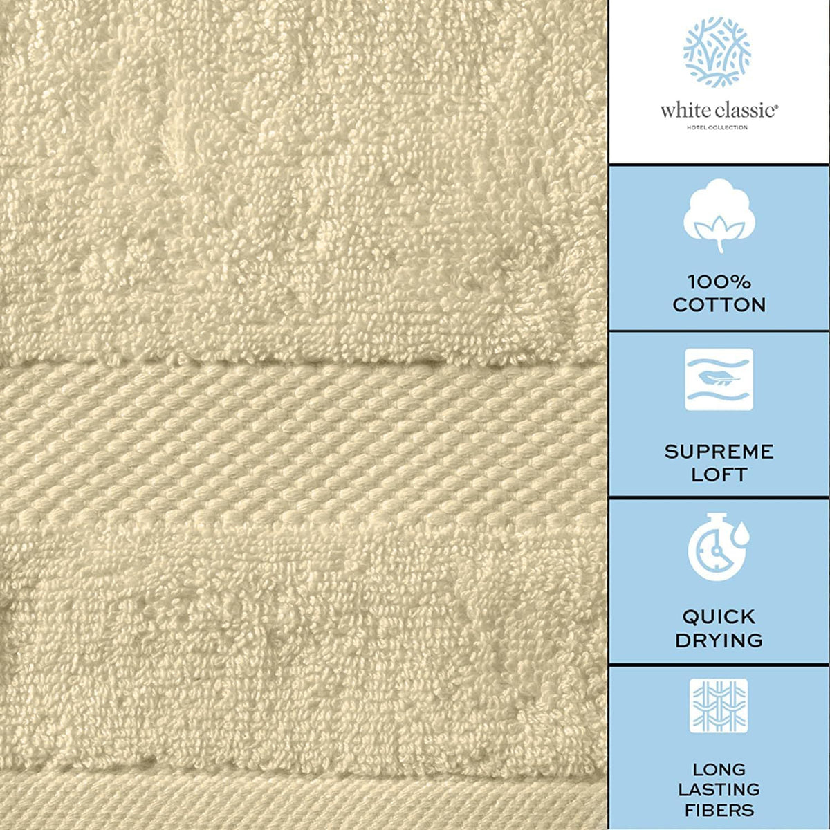 Luxury White Hand Towels - 100% Turkish Cotton, 16x30, 6 Pack