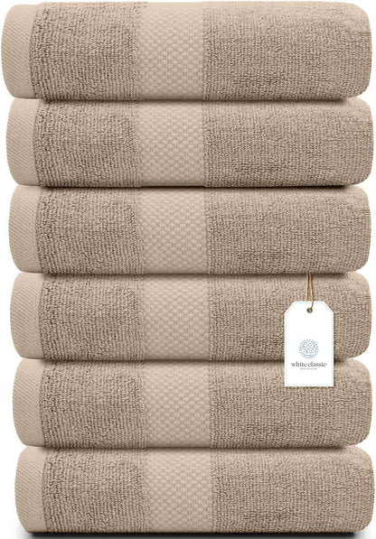 Luxury White Hand Towels - 100% Turkish Cotton, 16x30, 6 Pack