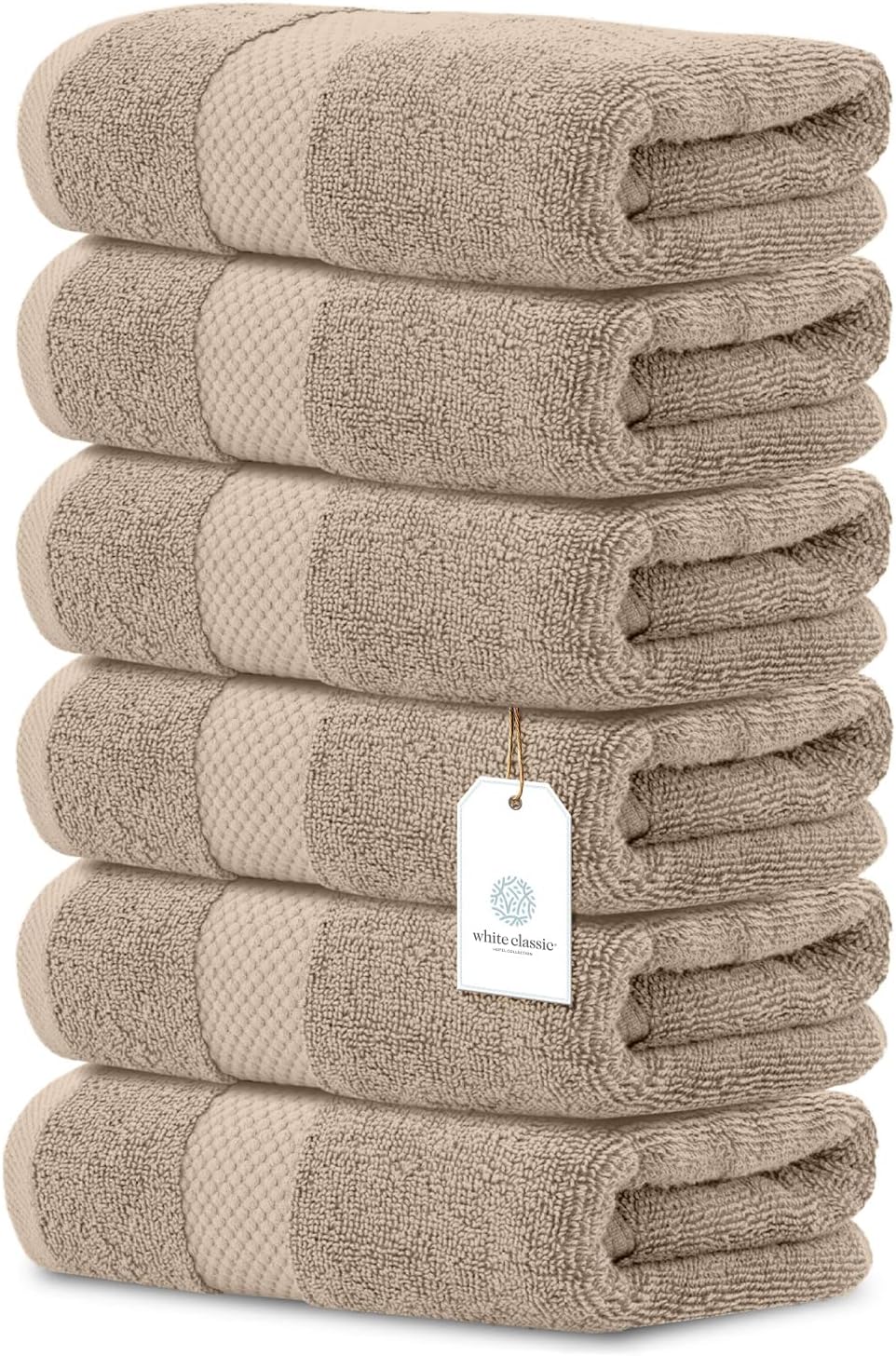 Luxury White Hand Towels - 100% Turkish Cotton, 16x30, 6 Pack