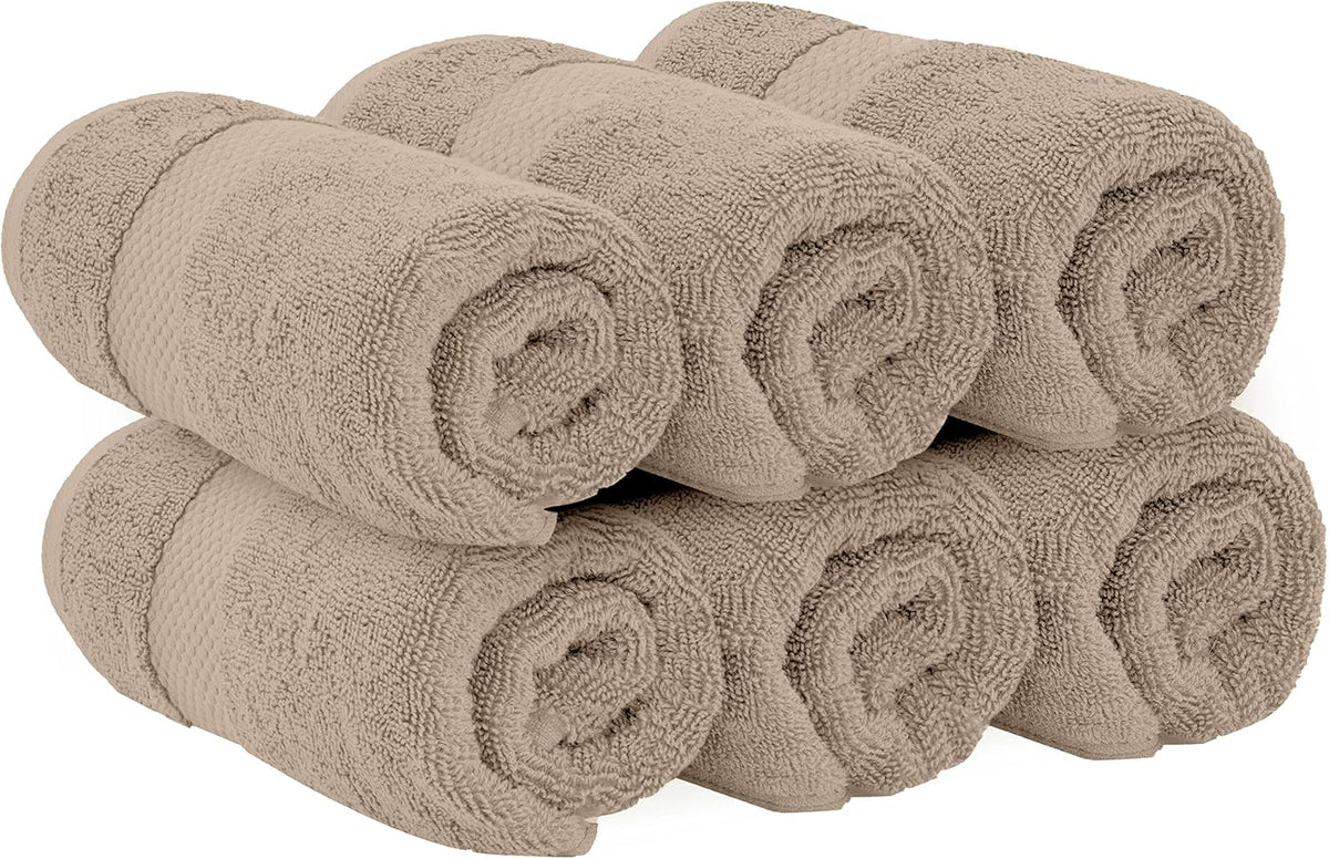 Luxury White Hand Towels - 100% Turkish Cotton, 16x30, 6 Pack