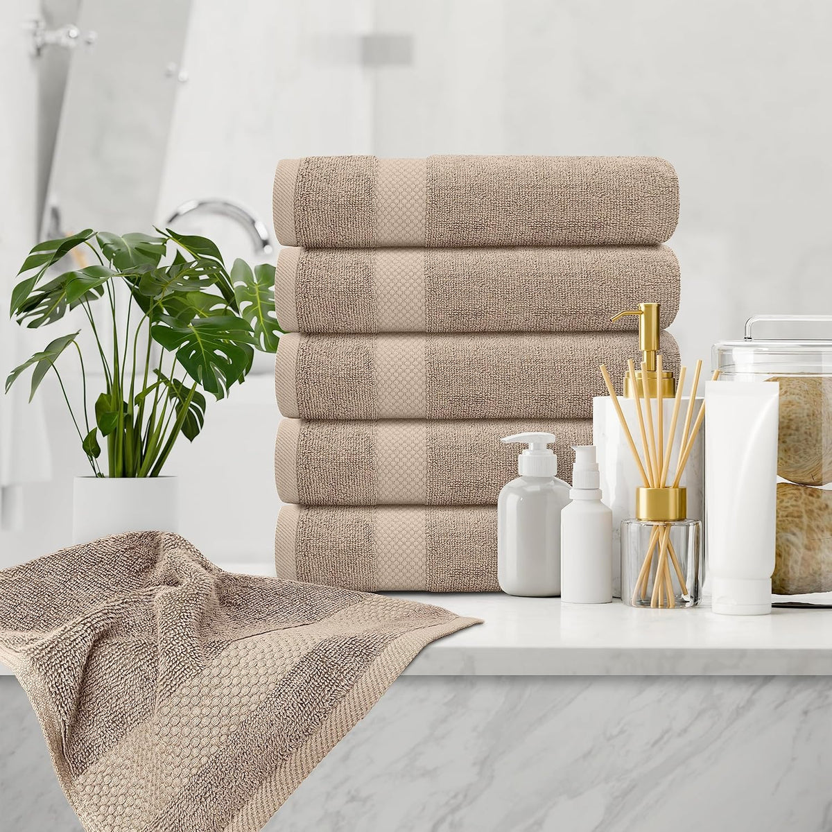 Luxury White Hand Towels - 100% Turkish Cotton, 16x30, 6 Pack