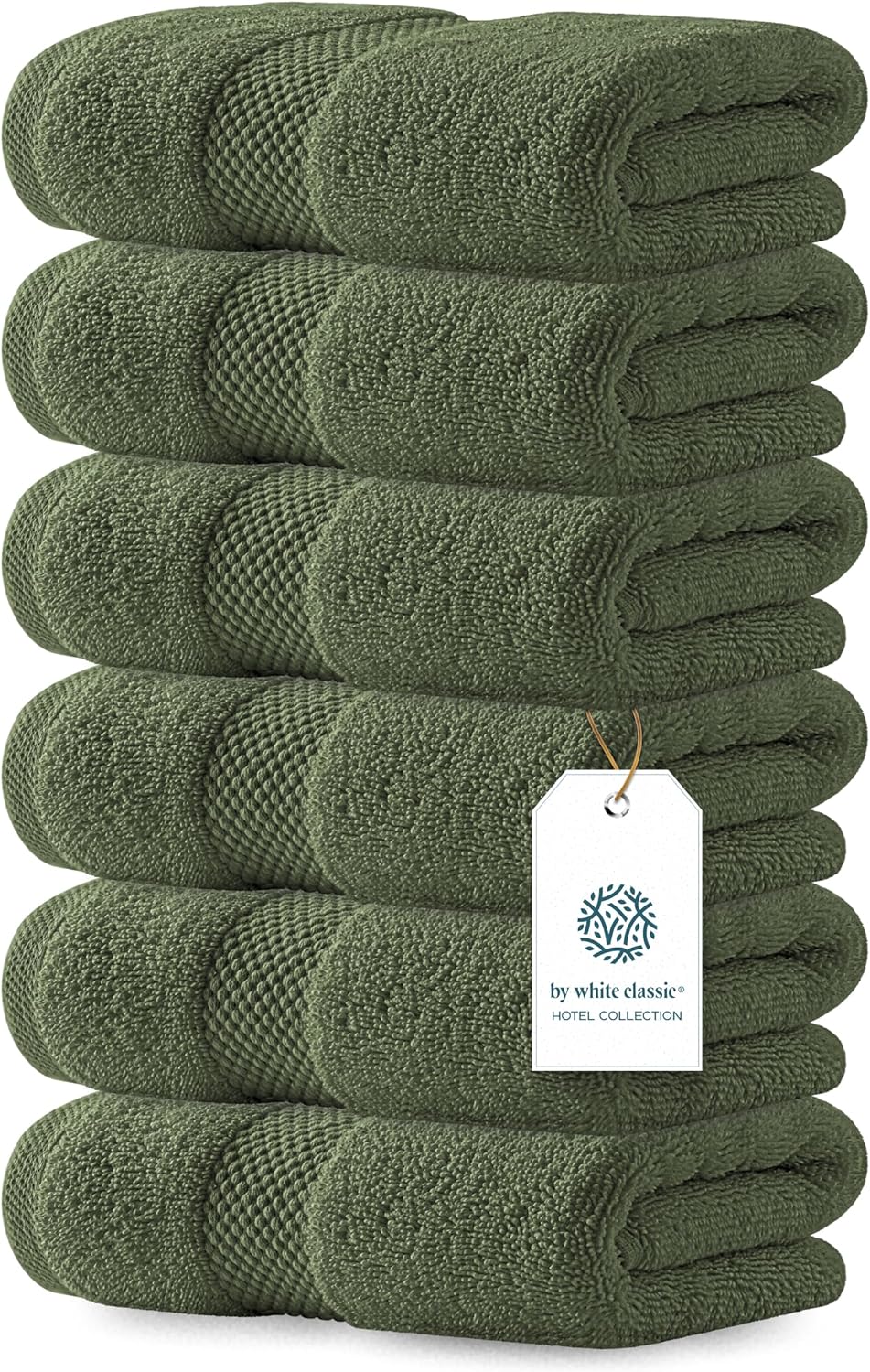 Luxury White Hand Towels - 100% Turkish Cotton, 16x30, 6 Pack