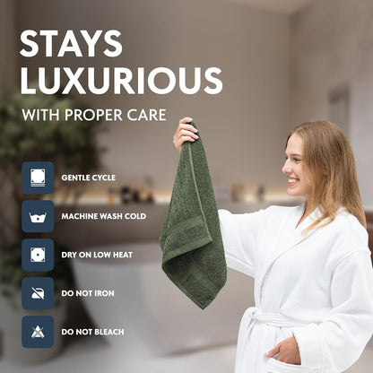 Luxury White Hand Towels - 100% Turkish Cotton, 16x30, 6 Pack