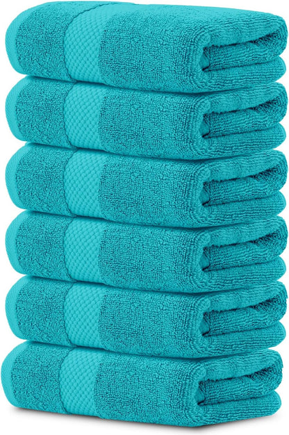 Luxury White Hand Towels - 100% Turkish Cotton, 16x30, 6 Pack