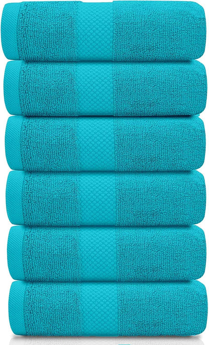 Luxury White Hand Towels - 100% Turkish Cotton, 16x30, 6 Pack