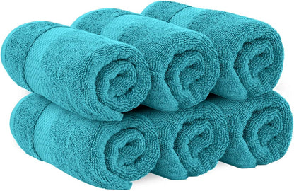 Luxury White Hand Towels - 100% Turkish Cotton, 16x30, 6 Pack
