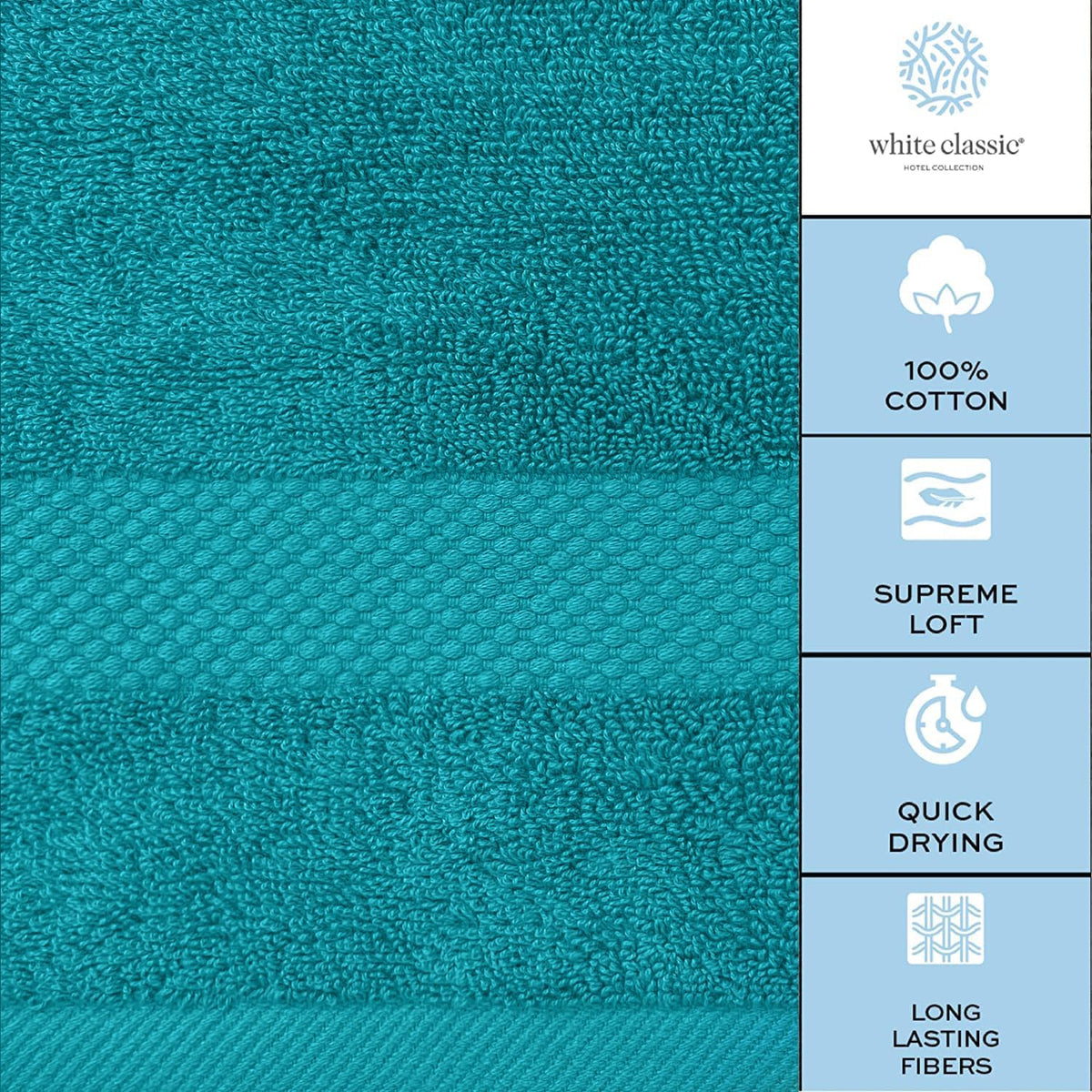 Luxury White Hand Towels - 100% Turkish Cotton, 16x30, 6 Pack