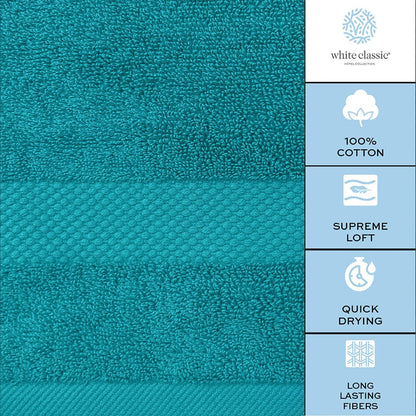Luxury White Hand Towels - 100% Turkish Cotton, 16x30, 6 Pack