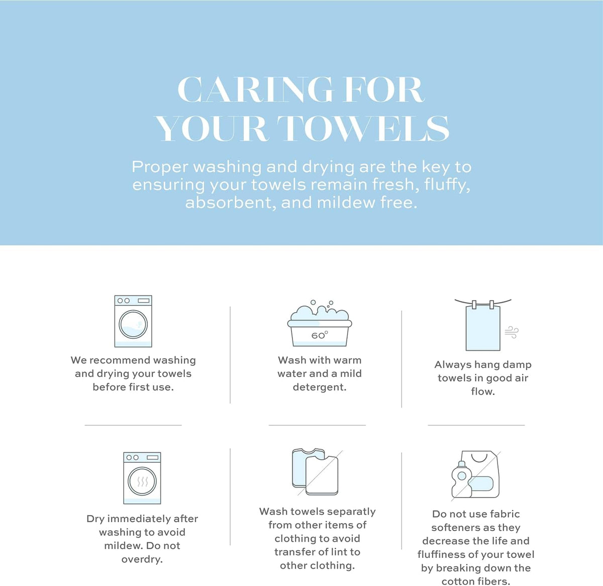 Luxury White Hand Towels - 100% Turkish Cotton, 16x30, 6 Pack