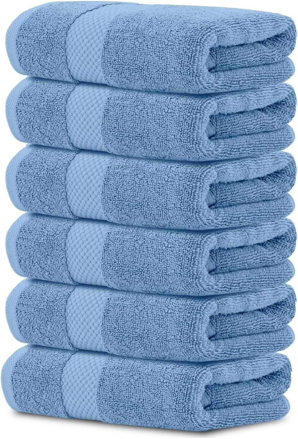 Luxury White Hand Towels - 100% Turkish Cotton, 16x30, 6 Pack