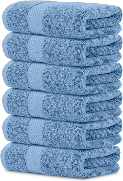 Luxury White Hand Towels - 100% Turkish Cotton, 16x30, 6 Pack