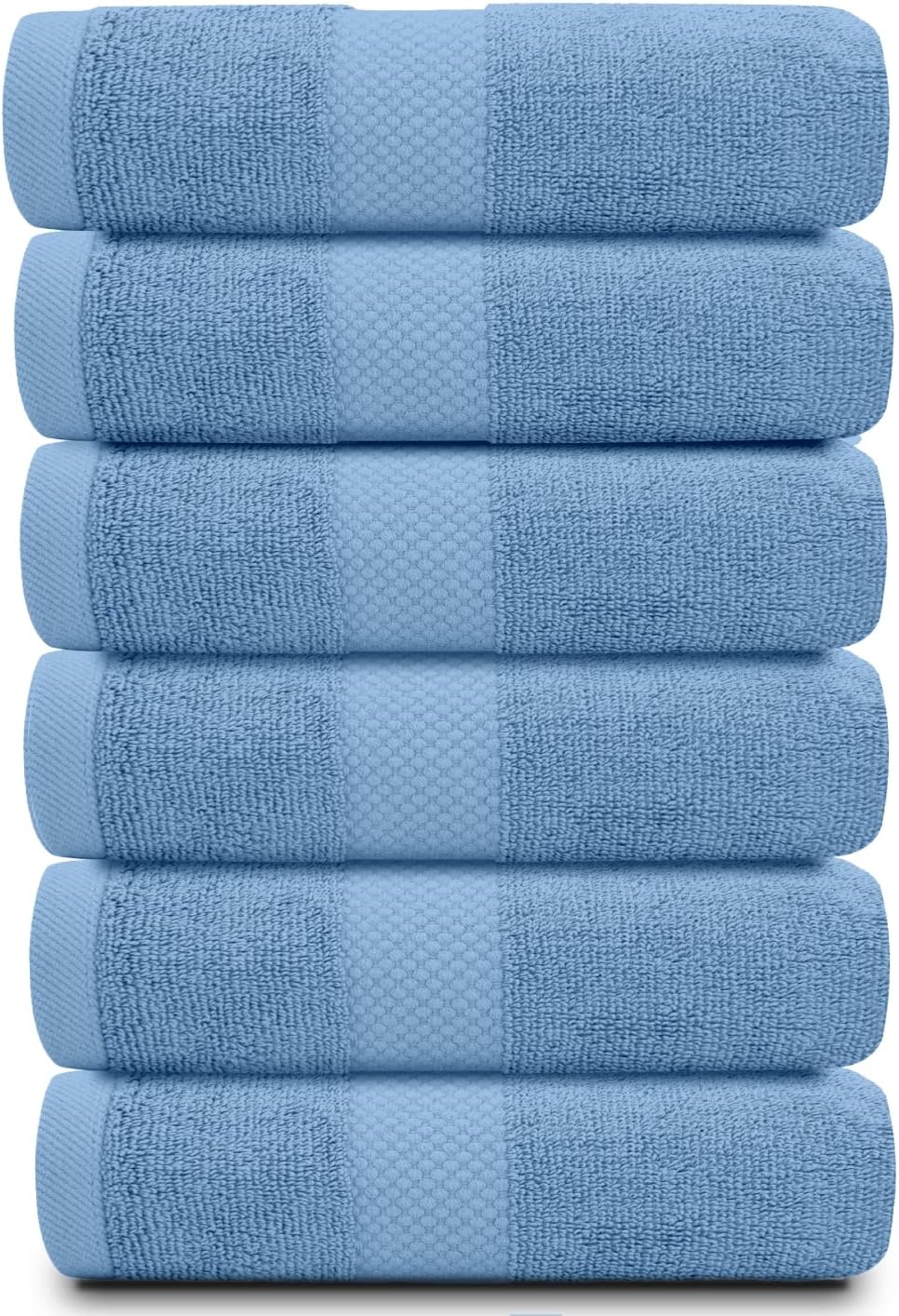 Luxury White Hand Towels - 100% Turkish Cotton, 16x30, 6 Pack