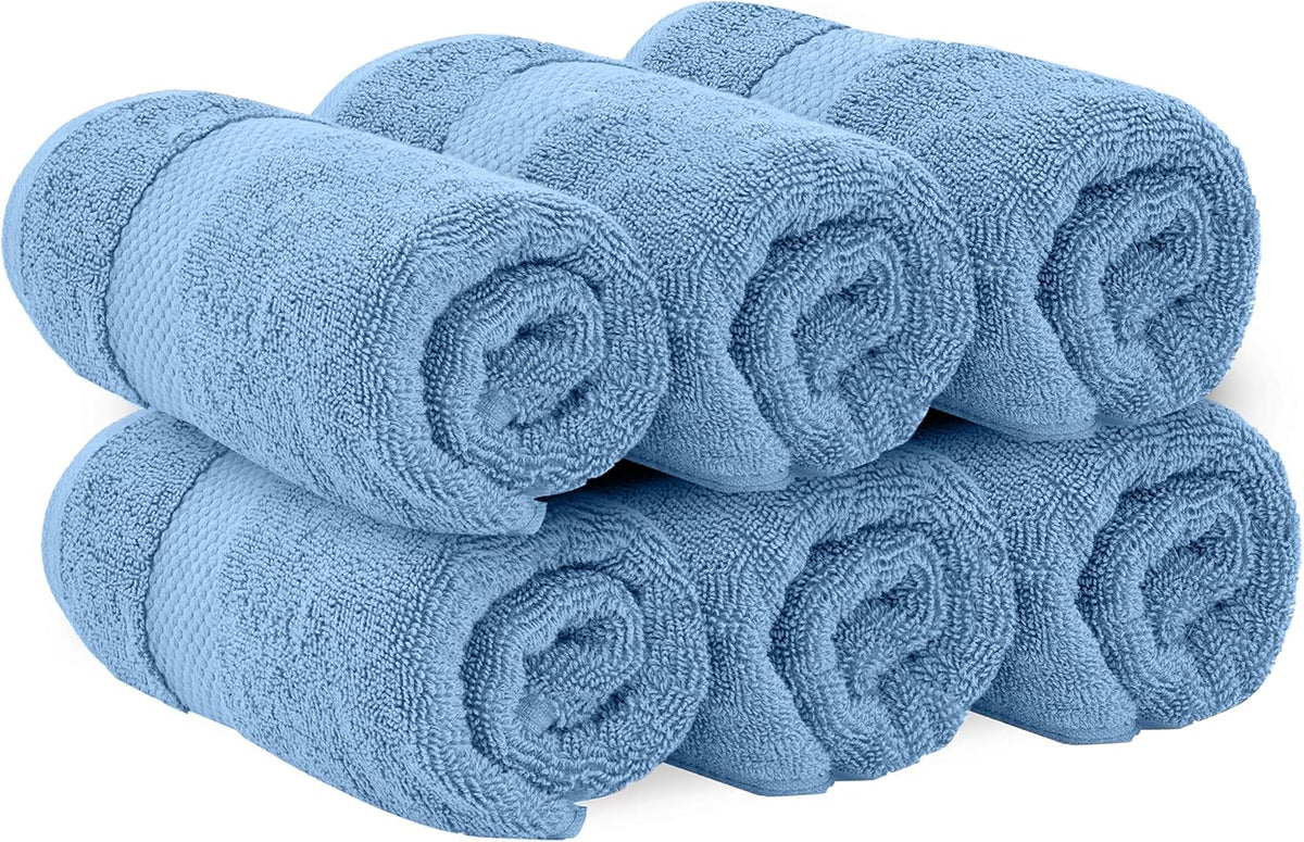 Luxury White Hand Towels - 100% Turkish Cotton, 16x30, 6 Pack