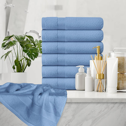 Luxury White Hand Towels - 100% Turkish Cotton, 16x30, 6 Pack