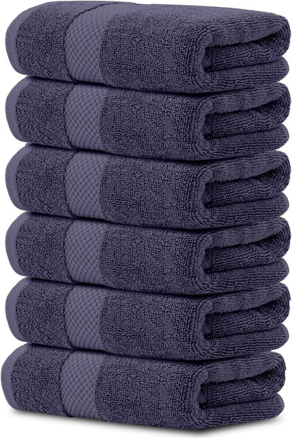 Luxury White Hand Towels - 100% Turkish Cotton, 16x30, 6 Pack