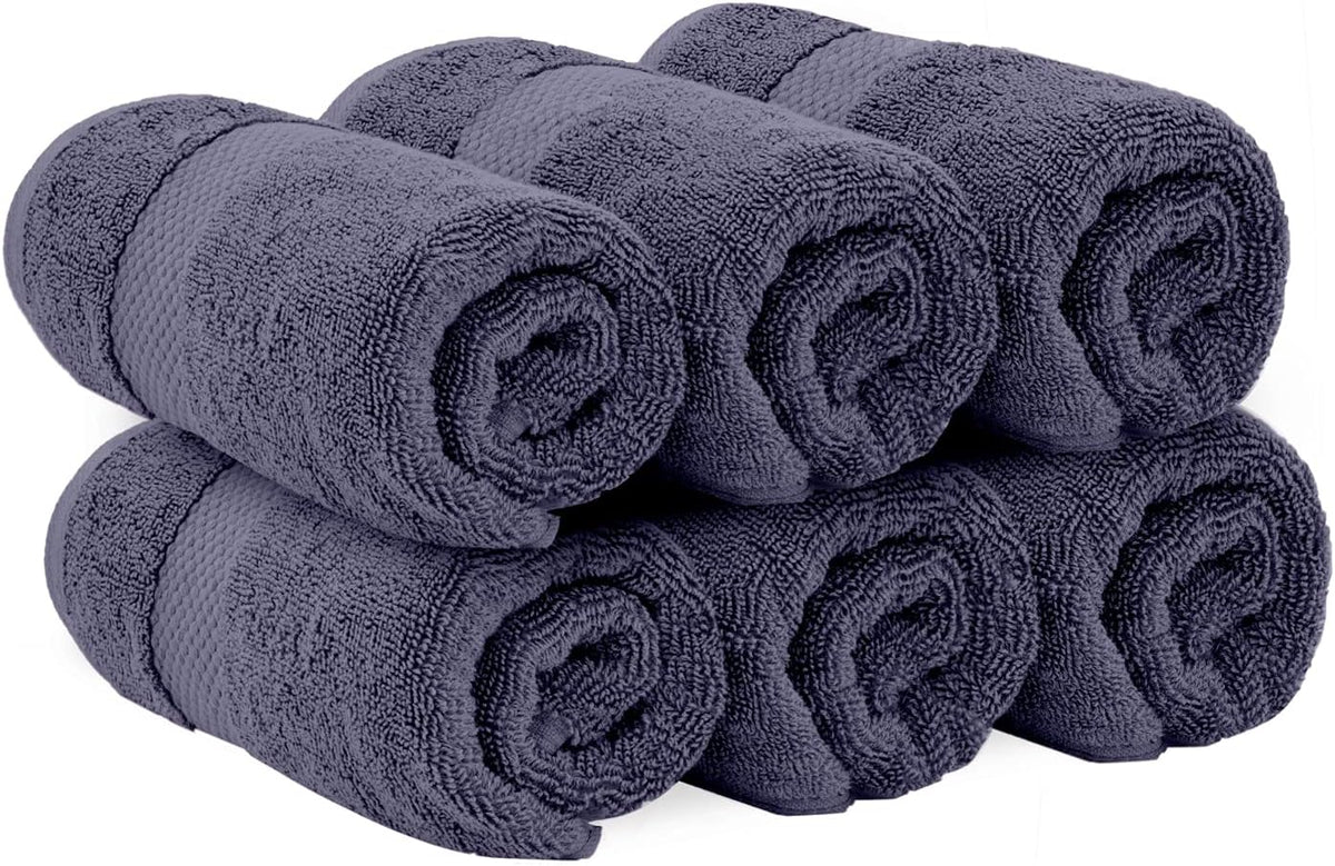 Luxury White Hand Towels - 100% Turkish Cotton, 16x30, 6 Pack