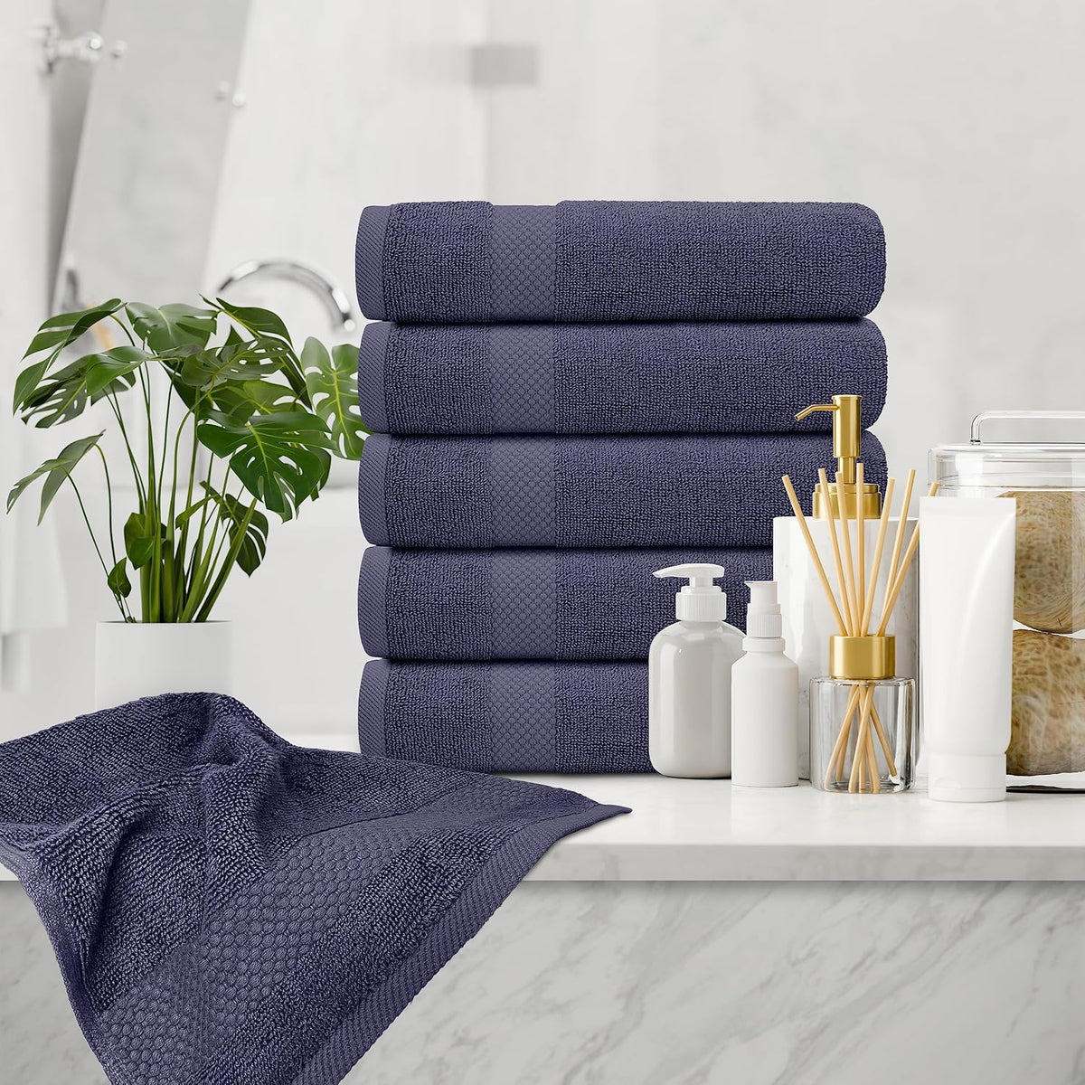 Luxury White Hand Towels - 100% Turkish Cotton, 16x30, 6 Pack