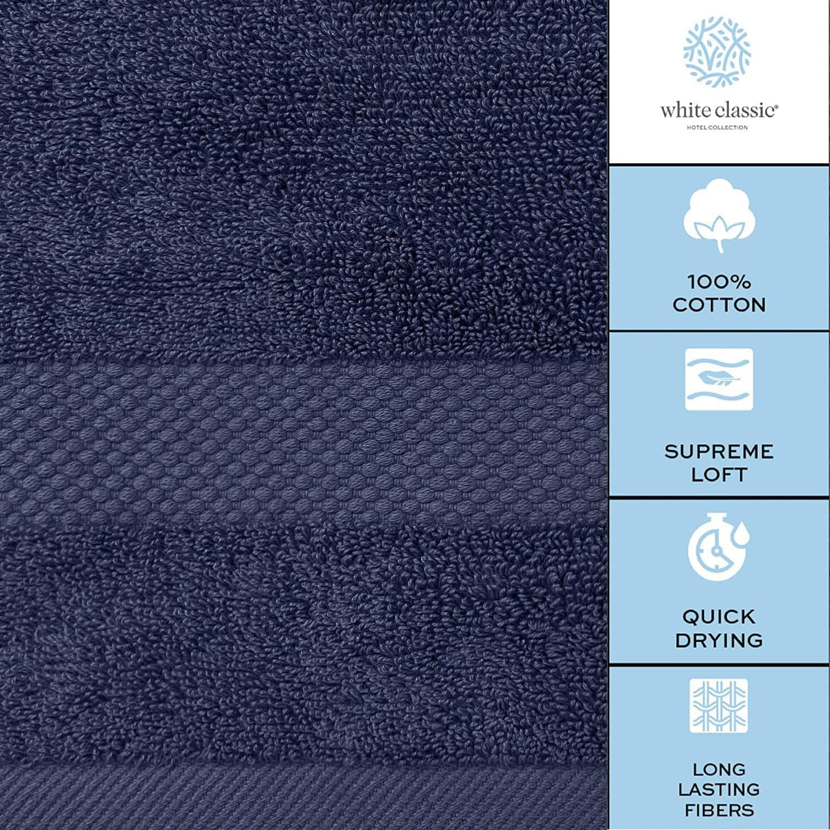 Luxury White Hand Towels - 100% Turkish Cotton, 16x30, 6 Pack