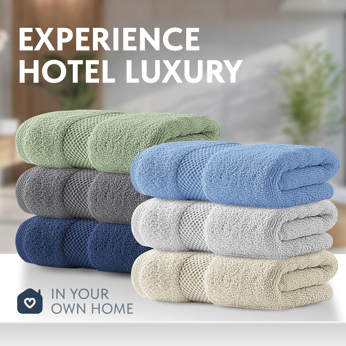 Luxury White Hand Towels - 100% Turkish Cotton, 16x30, 6 Pack