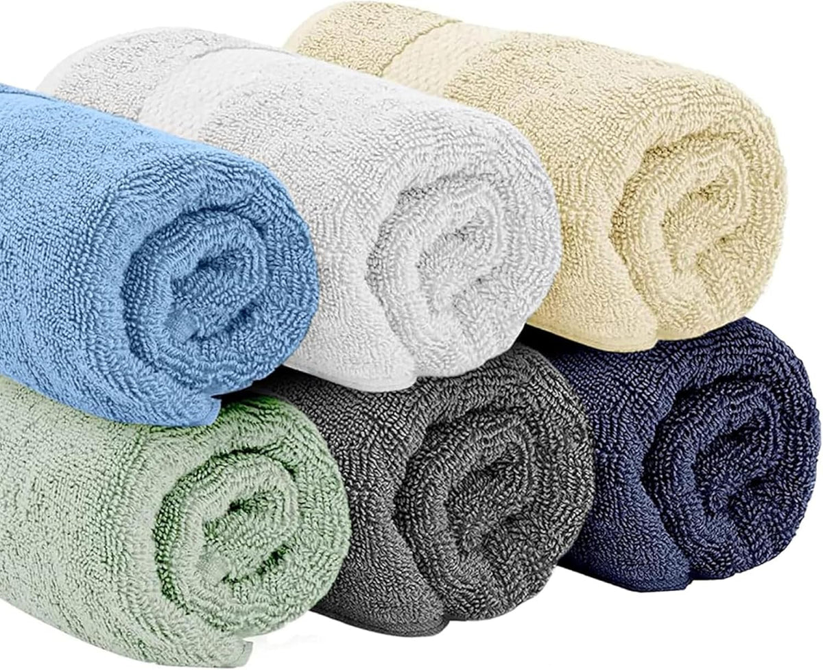 Luxury White Hand Towels - 100% Turkish Cotton, 16x30, 6 Pack