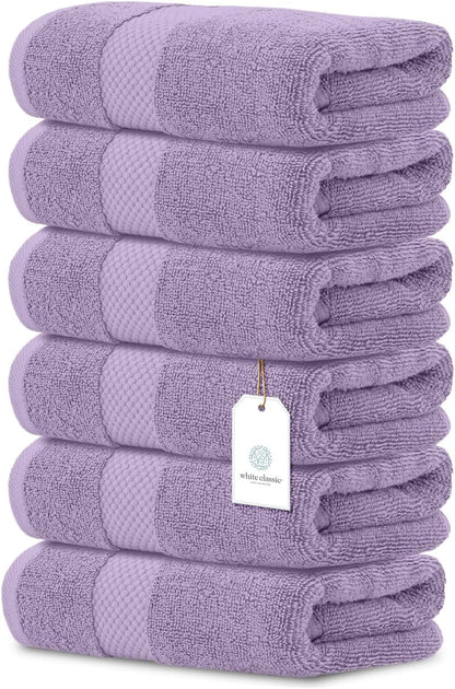 Luxury White Hand Towels - 100% Turkish Cotton, 16x30, 6 Pack