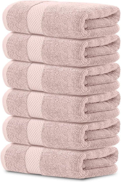Luxury White Hand Towels - 100% Turkish Cotton, 16x30, 6 Pack