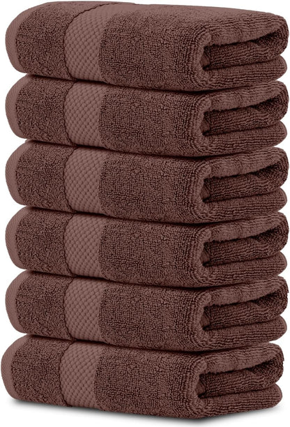 Luxury White Hand Towels - 100% Turkish Cotton, 16x30, 6 Pack