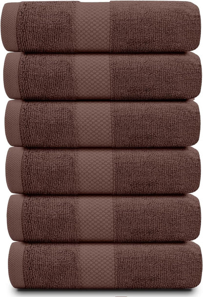 Luxury White Hand Towels - 100% Turkish Cotton, 16x30, 6 Pack