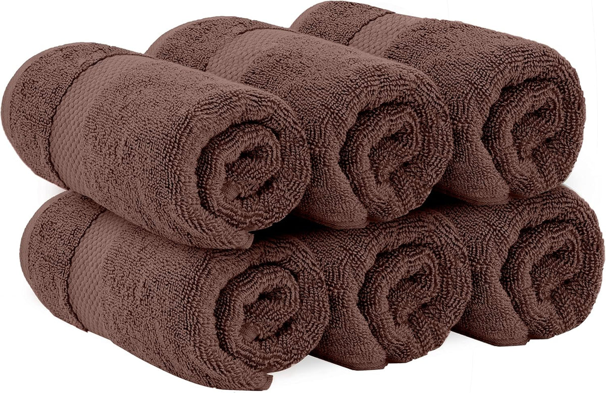 Luxury White Hand Towels - 100% Turkish Cotton, 16x30, 6 Pack