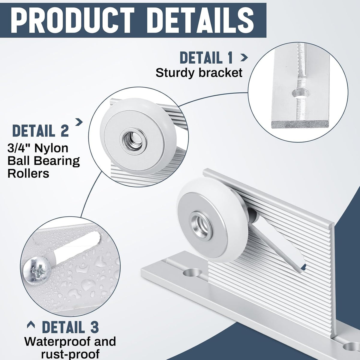 4 Pack 3/4" Glass Shower Door Roller Brackets, Flat Edge Framed