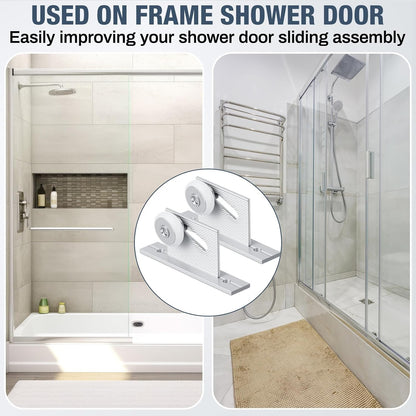 4 Pack 3/4" Glass Shower Door Roller Brackets, Flat Edge Framed