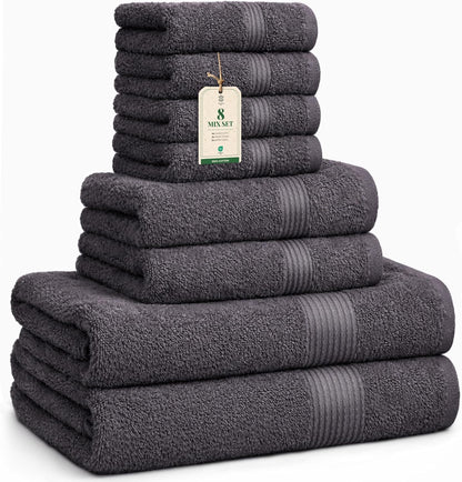 Luxe Set – Washcloths (12 x 12 in), Hand Towels (16 x 28 in) & Bath Towels (27 x 54 in) – 100% Cotton, Soft, Absorbent, Easy Care, Versatile, (Velvet Wine)