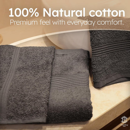 Luxe Set – Washcloths (12 x 12 in), Hand Towels (16 x 28 in) & Bath Towels (27 x 54 in) – 100% Cotton, Soft, Absorbent, Easy Care, Versatile, (Velvet Wine)
