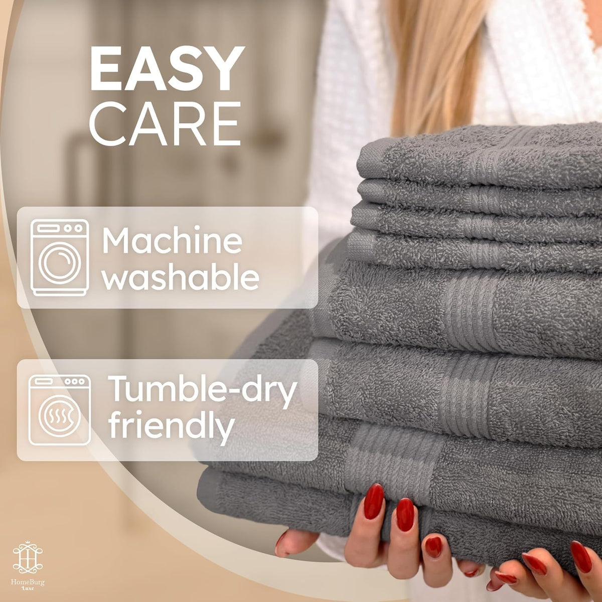 Luxe Set – Washcloths (12 x 12 in), Hand Towels (16 x 28 in) & Bath Towels (27 x 54 in) – 100% Cotton, Soft, Absorbent, Easy Care, Versatile, (Velvet Wine)