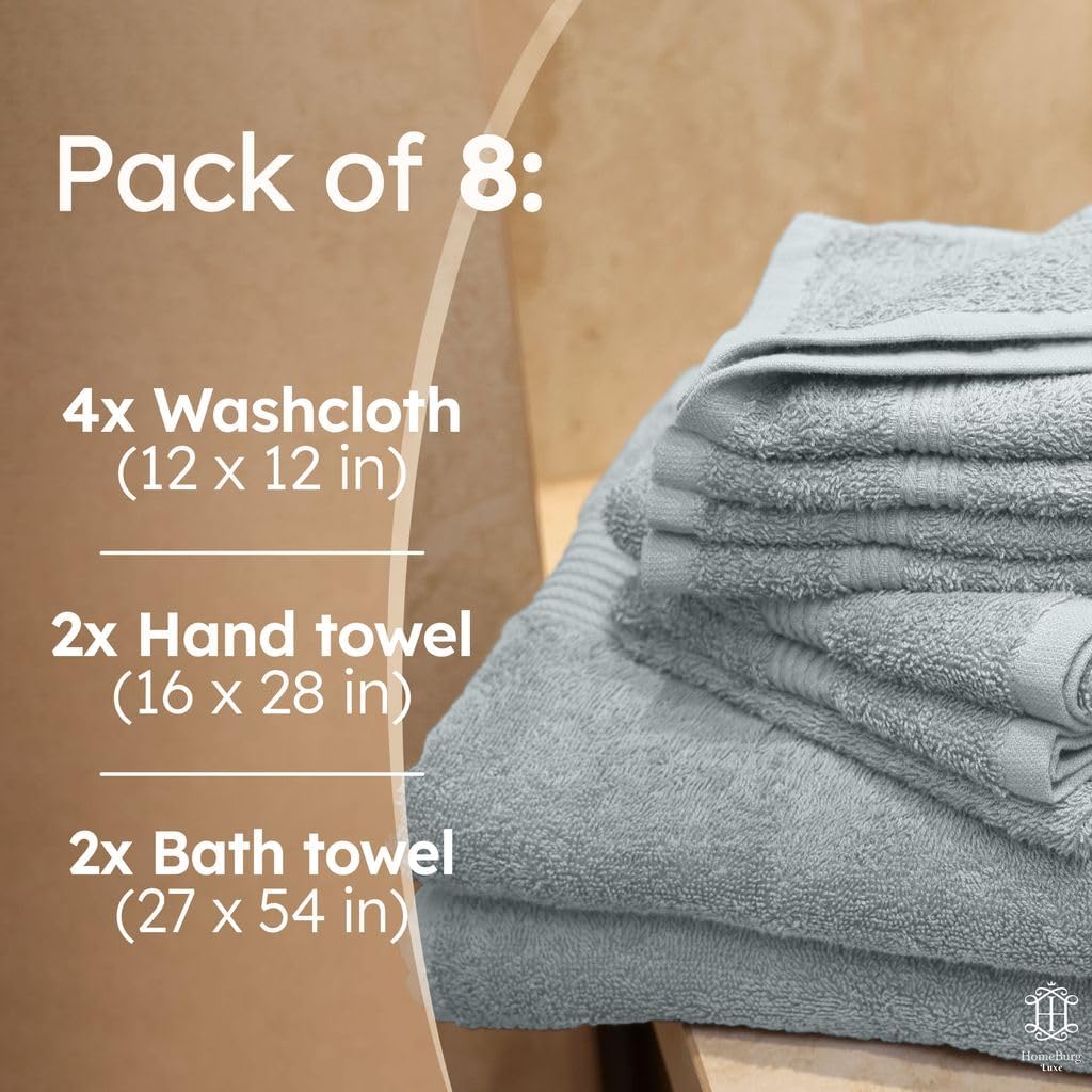 Luxe Set – Washcloths (12 x 12 in), Hand Towels (16 x 28 in) & Bath Towels (27 x 54 in) – 100% Cotton, Soft, Absorbent, Easy Care, Versatile, (Velvet Wine)