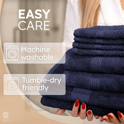 Luxe Set – Washcloths (12 x 12 in), Hand Towels (16 x 28 in) & Bath Towels (27 x 54 in) – 100% Cotton, Soft, Absorbent, Easy Care, Versatile, (Velvet Wine)